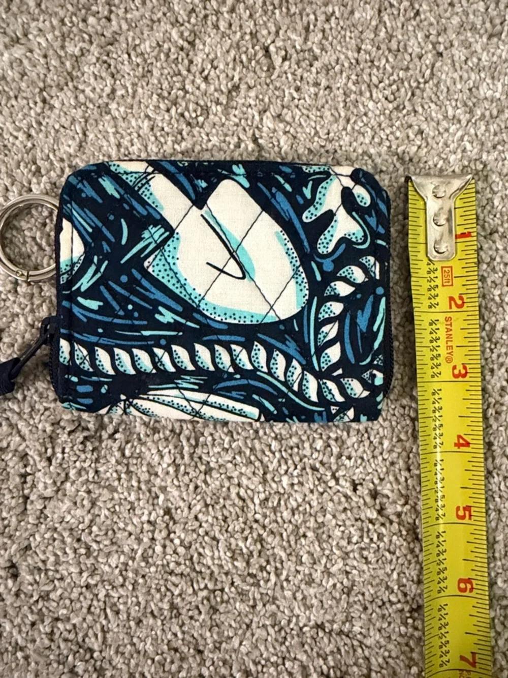 Vera Bradley Navy and Aqua Quilted Card Case with Key Ring - Picture 5 of 6